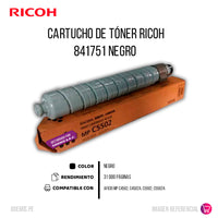 Toner Ricoh 841751 Mp C5502 Black 31Kpg