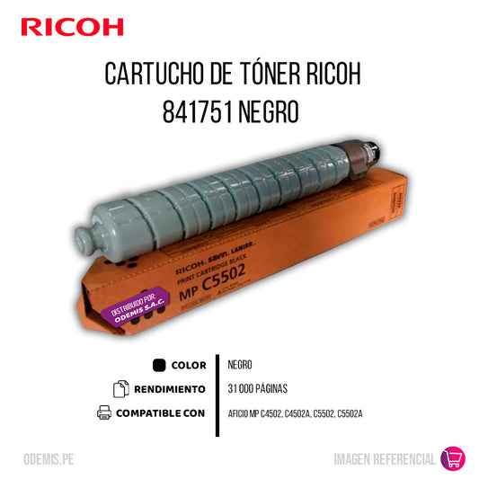 Toner Ricoh 841751 Mp C5502 Black 31Kpg
