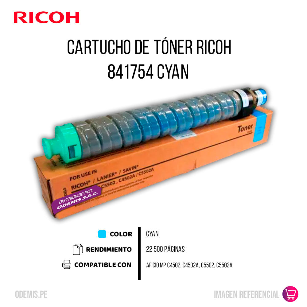 Toner Ricoh 841754 Mp C5502 Cyan 22.5Kpg