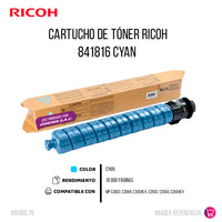 Toner Ricoh 841816 Cyan 18K Pág. MP C3003 Original