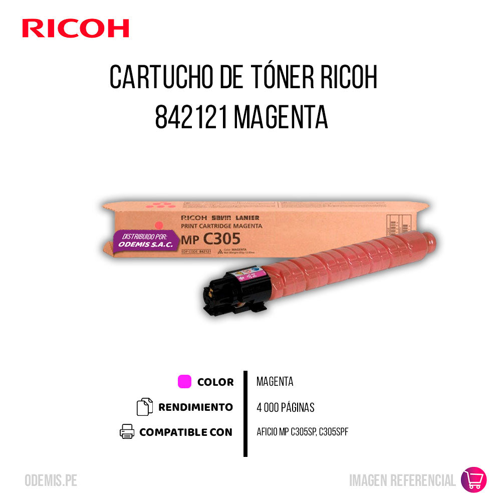 Toner Ricoh 842121 Magenta 4K Pág. MP C305SP Original