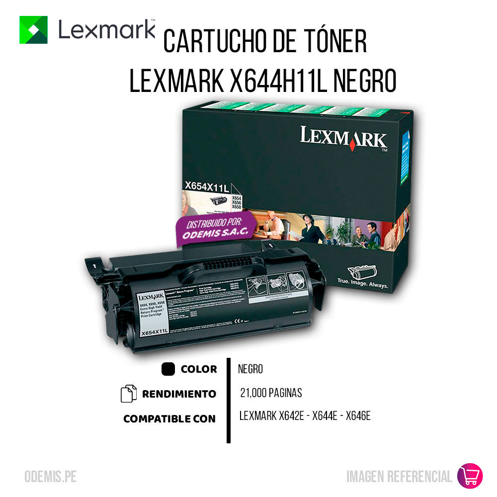 Toner Lexmark X644H11L Negro 21K Pág. X642e Original