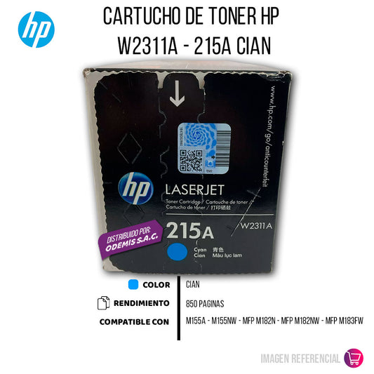 Toner Hp W2311A (215A) Cyan M182nw, M183fw 850 pág original