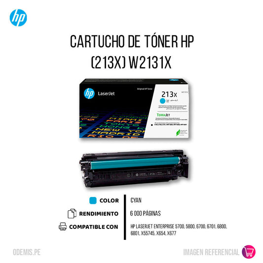 Toner Hp 213X Cyan W2131X 6K Pág. 5700, 5800 Original