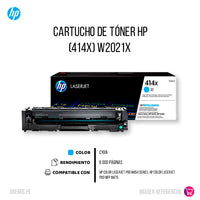 Toner Hp 414X Cyan W2021X 6K Pág. M454dw Original