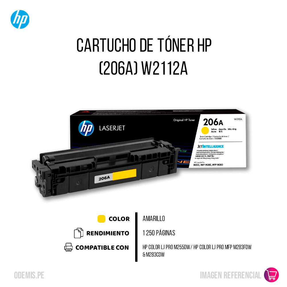 Toner Hp 206A Yellow W2112A 1250 Pág. M255, M282 Original