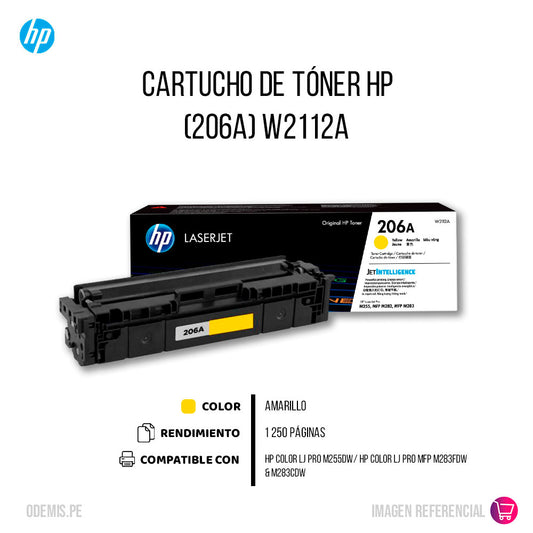Toner Hp 206A Yellow W2112A 1250 Pág. M255, M282 Original