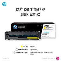 Toner Hp 206X Yellow W2112X 2.450 Pág. M255 Original