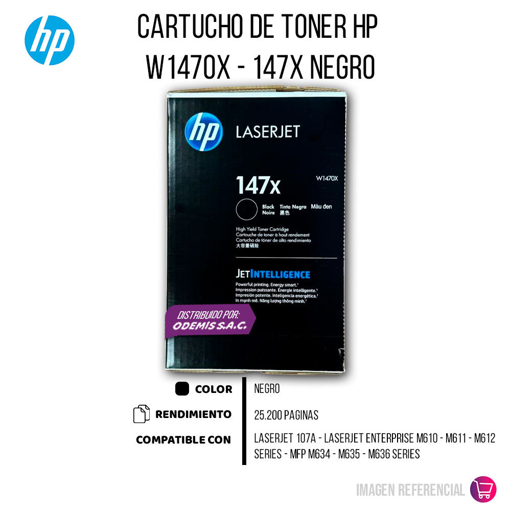 Toner Hp 147X Black W1470X 25,200 Pág. M635 Original
