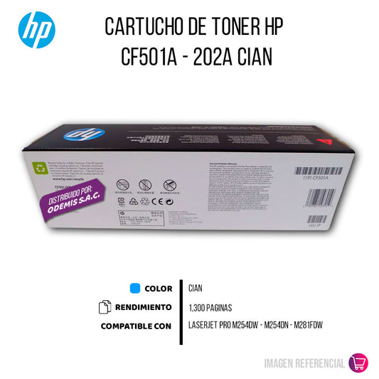 Toner Hp Cf501A (202A) Cyan Lj Pro M254 1.3 Kpgs
