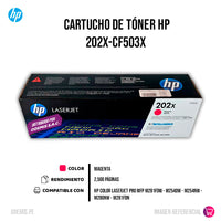 Toner Hp 202X Magenta Cf503X 2,500 Pág. M254 Original