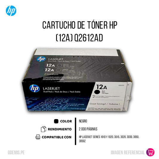 Toner Hp 12Ad Negro Q2612Ad 4K Pág. 1022nw Original