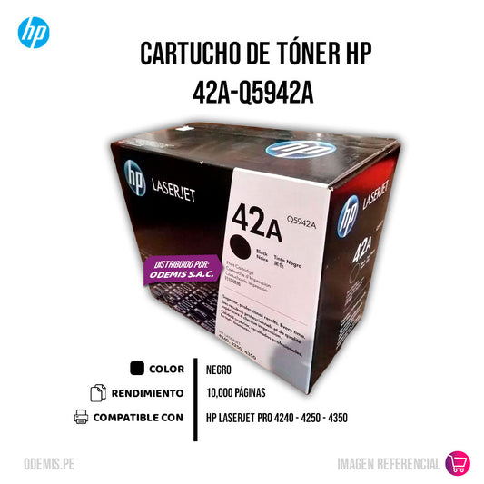 Toner Hp 42A Negro Q5942A 10K Pág. 4240n Original