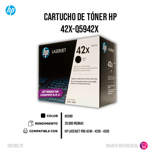 Toner Hp 42X Black Q5942X 20K Pág. 4250 Original