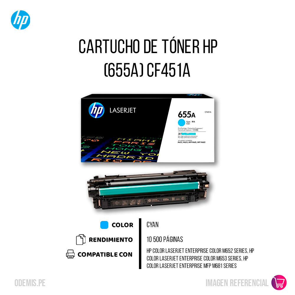 Toner Hp 655A Cyan Cf451A 10.5K Pág. M652dn Original