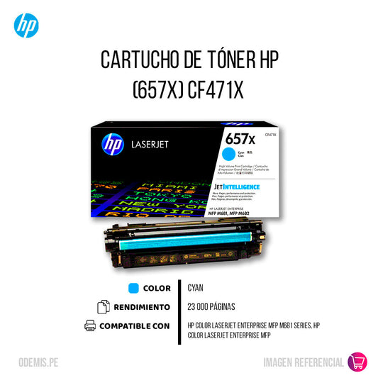 Toner Hp 657X Cyan Cf471X 23K Pág. M681z Original