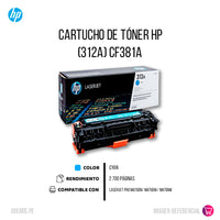 Toner Hp 312A Cyan Cf381A 2,700 Pág. M476nw Original