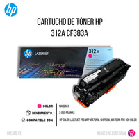 Toner Hp 312A Magenta Cf383A 2,700 Pág. M476nw Original