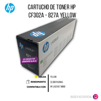 Toner Hp Cf302A (827A) L.J. Mfp M880Z Yellow