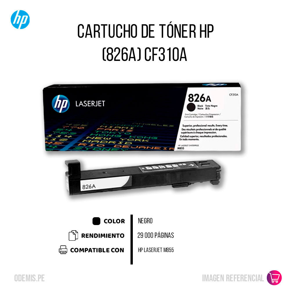 Toner Hp 826A Black Cf310A 29K Pág. M855dn Original
