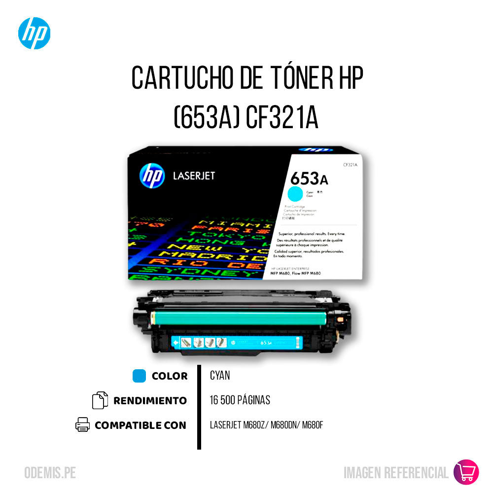 Toner Hp 653A Cyan Cf321A 16,5K Pág. M680dn Original