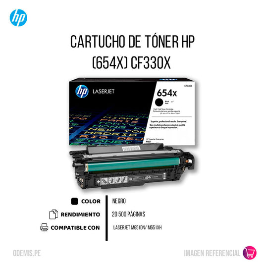 Toner Hp 654X Negro Cf330X 205K Pág. M651n Original