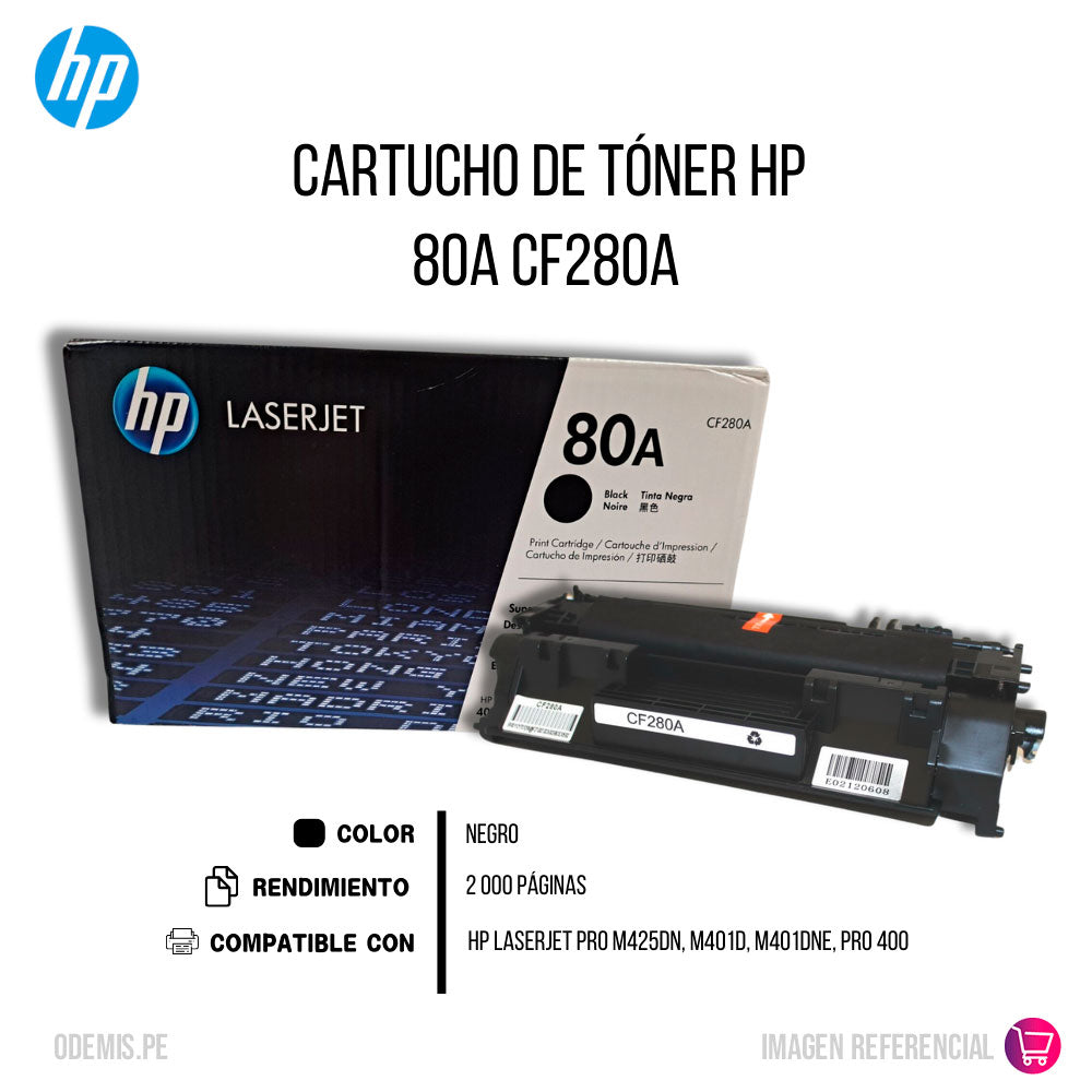 Toner Hp 80A Negro Cf280A 27K Pág. M425dn Original