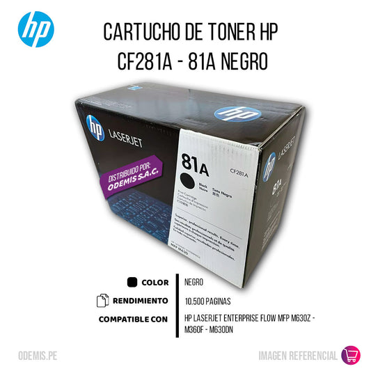Toner Hp 81A Negro Cf281A 105K Pág. M604dn Original