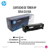 Toner Hp 305A Negro Ce410A 2,200 Pág. M351A Original