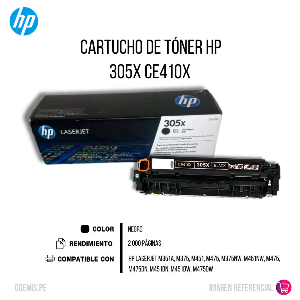 Toner Hp 305X Negro Ce410X 4K Pág. M351A Original