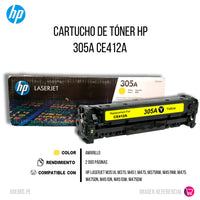 Toner Hp 305A Yellow Ce412A 2,600 Pág. M351A Original