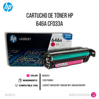 Toner Hp 646A Magenta Cf033A 12,5K Pág. CM4540 Original