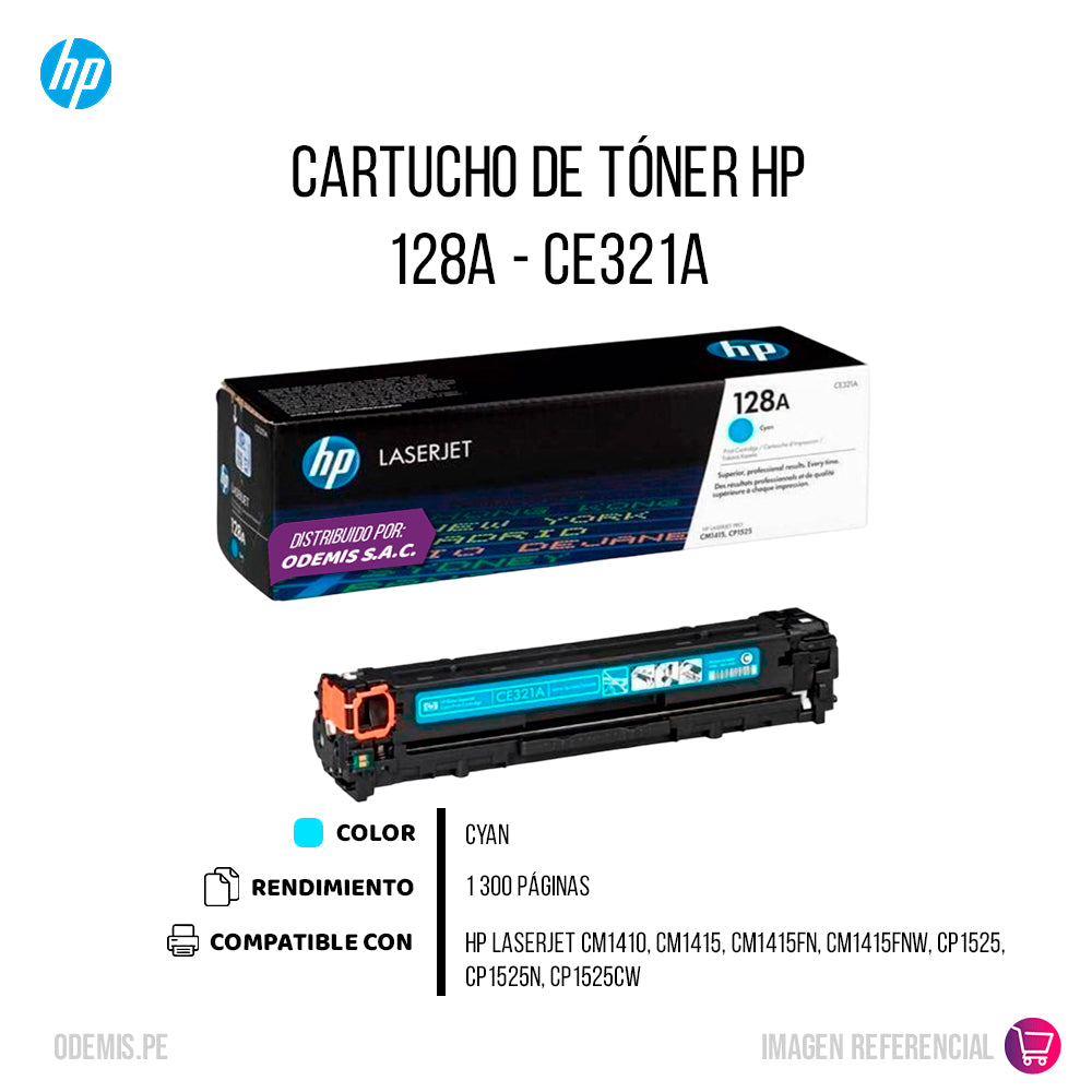Toner Hp 128A Cyan Ce321A 1,3K Pág. CM1410 Original