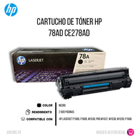Dual Pack Toner Hp 78AD Negro Ce278Ad P1566 Original