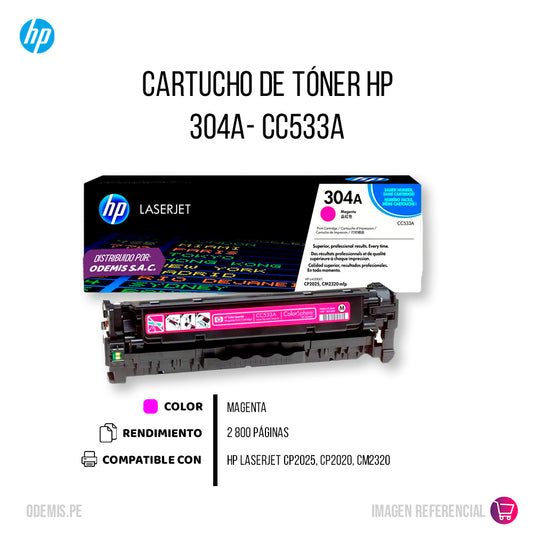 Toner Hp 304A Magenta Cc533A 2,8K Pág. CP2025 Original