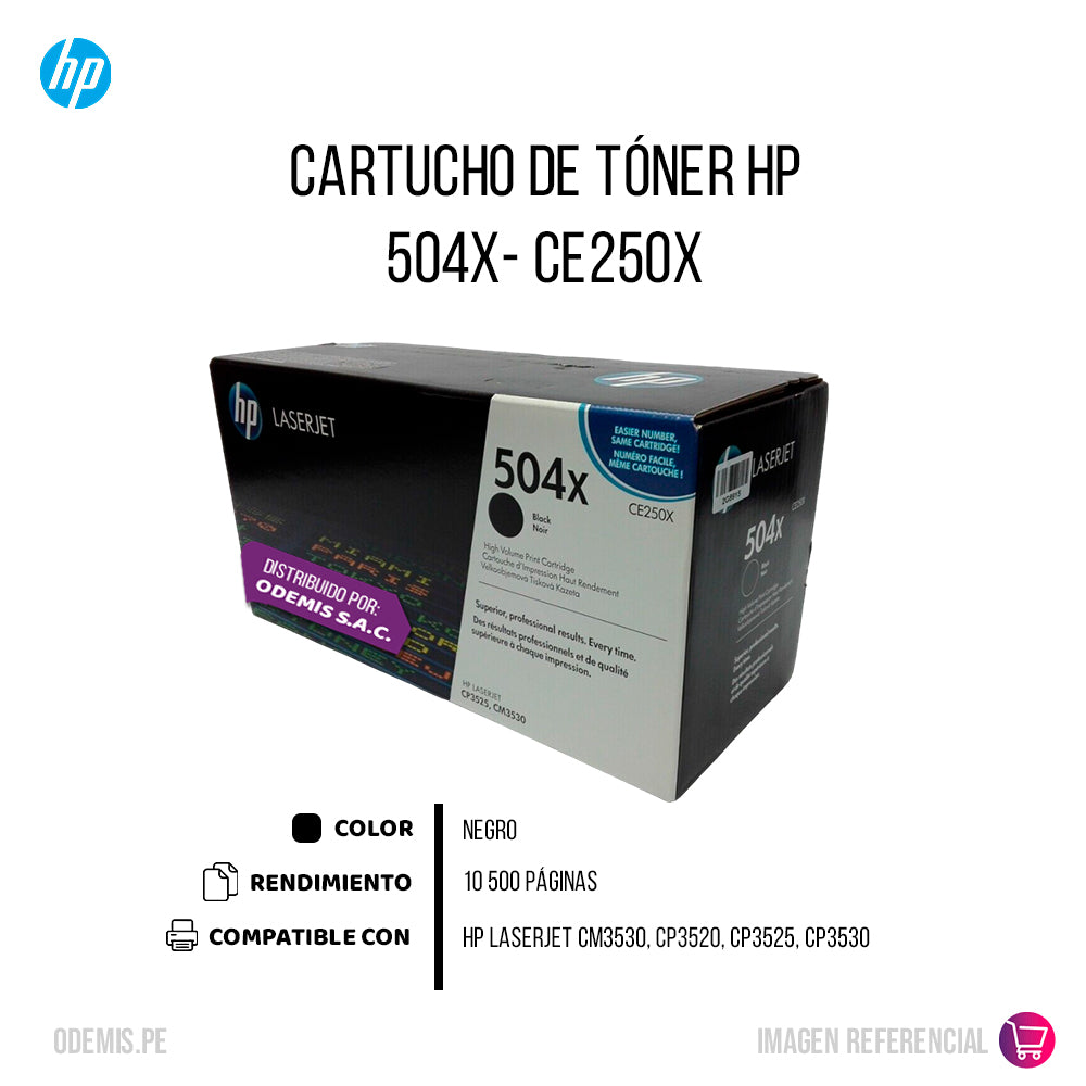 Toner Hp 504X Negro Ce250X 10,5K Pág. CM3530 Original