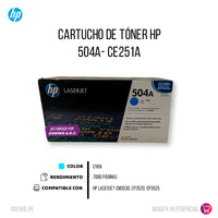 Toner Hp 504A Cyan Ce251A 7K Pág. CM3530 Original