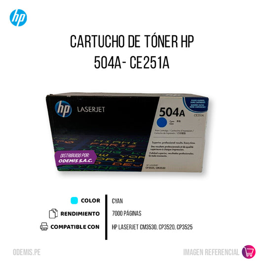 Toner Hp 504A Cyan Ce251A 7K Pág. CM3530 Original