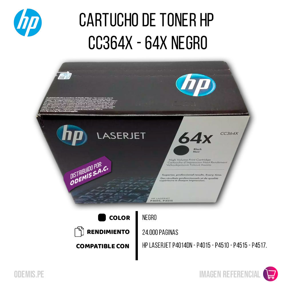 Toner Hp 64X Negro Cc364X 24K Pág. P4014dn Original