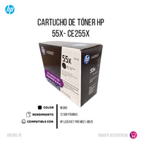 Toner Hp 55X Negro Ce255X 12,5K Pág. M521, M525 Original