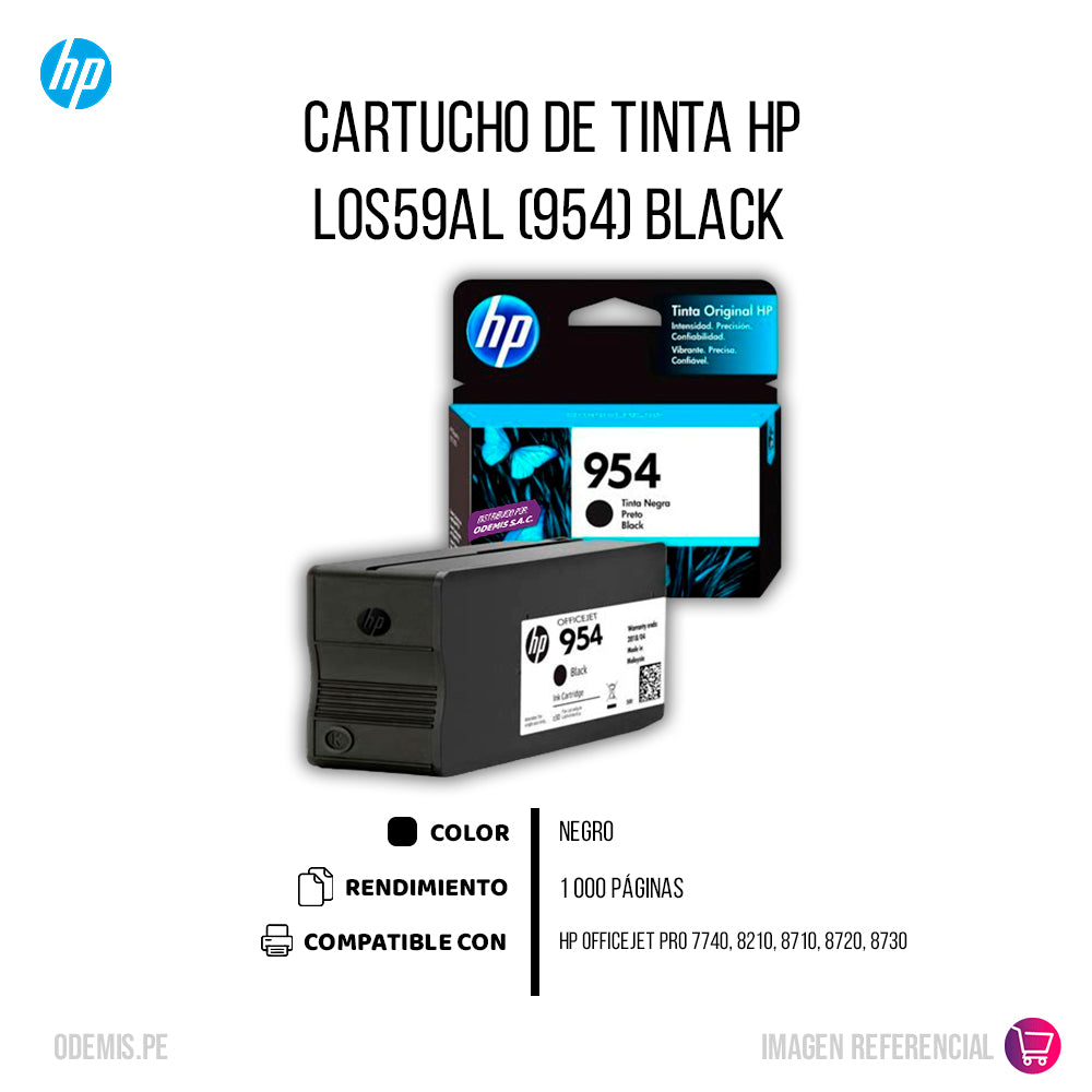 Tinta Hp 954 Black L0S59Al 1K Pág. 7740, 8210 Original