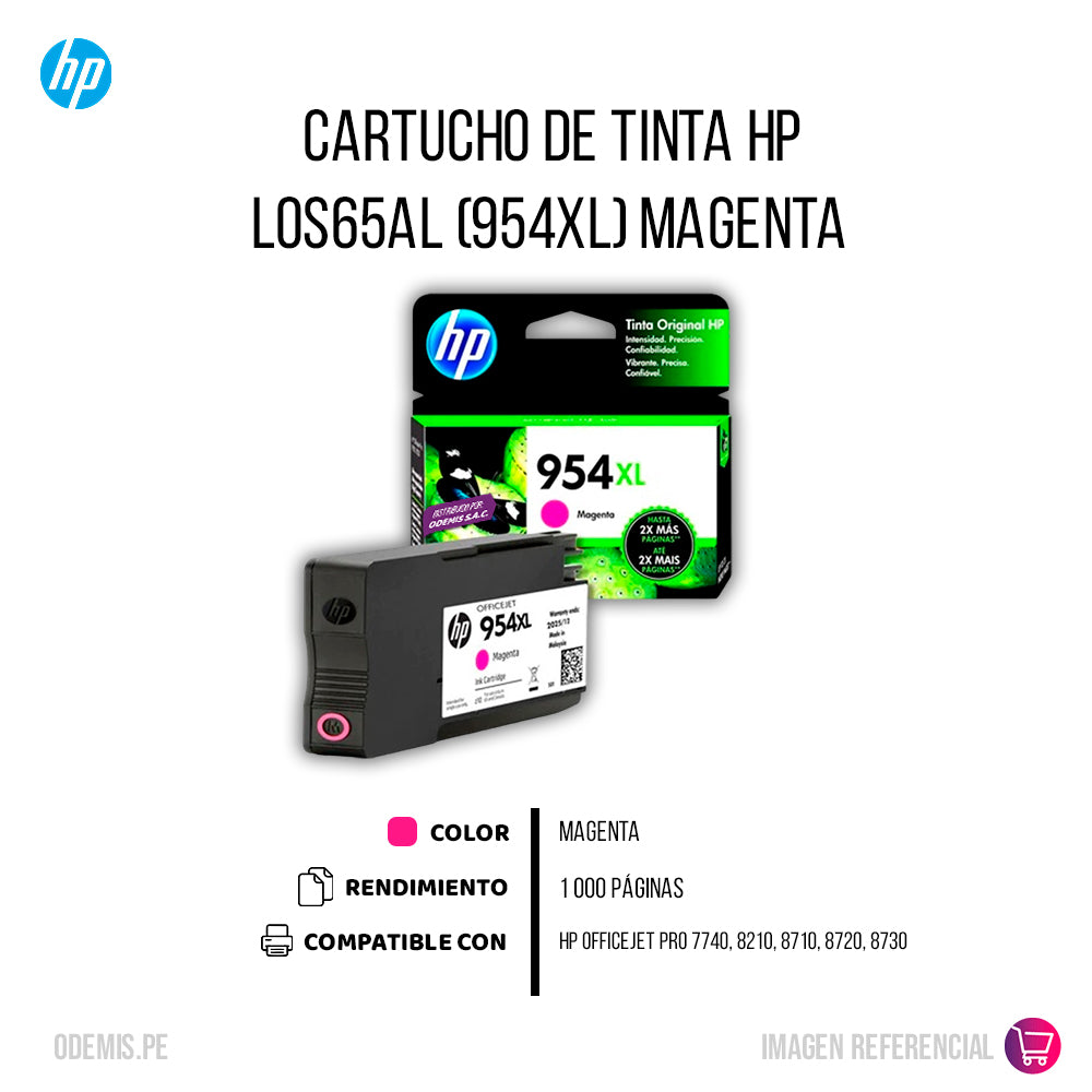 Tinta Hp 954Xl Magenta L0S65Al 1,6K Pág. 8210, 8216 Original