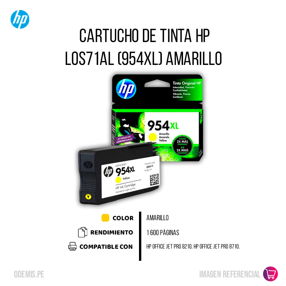 Tinta Hp 954Xl Yellow L0S68Al 1,6K Pág. 8210, 8216 Original