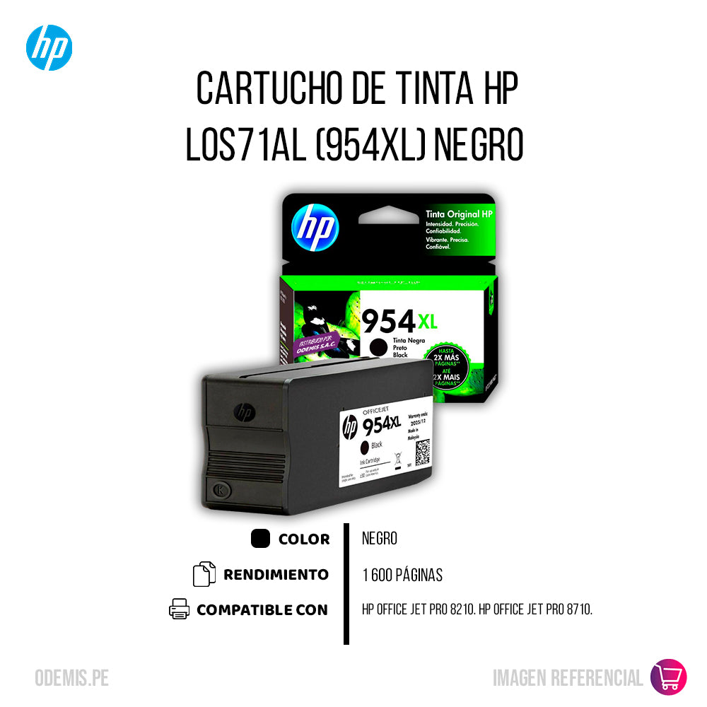 Tinta Hp 954Xl Black L0S71Al 2K Pág. 8210, 8216 Original