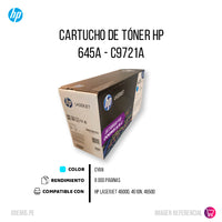 Toner Hp 645A Cyan C9731A 12K Pág. 5500 Original
