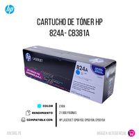 Toner Hp 824A Cyan Cb381A 21K Pág. CP6015d Original