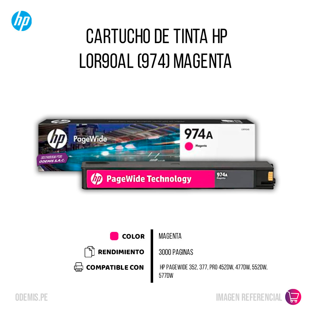Tinta Hp 974 Magenta L0R90Al 3K Pág. 352, 377 Original
