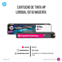 Tinta Hp 974 Magenta L0R90Al 3K Pág. 352, 377 Original