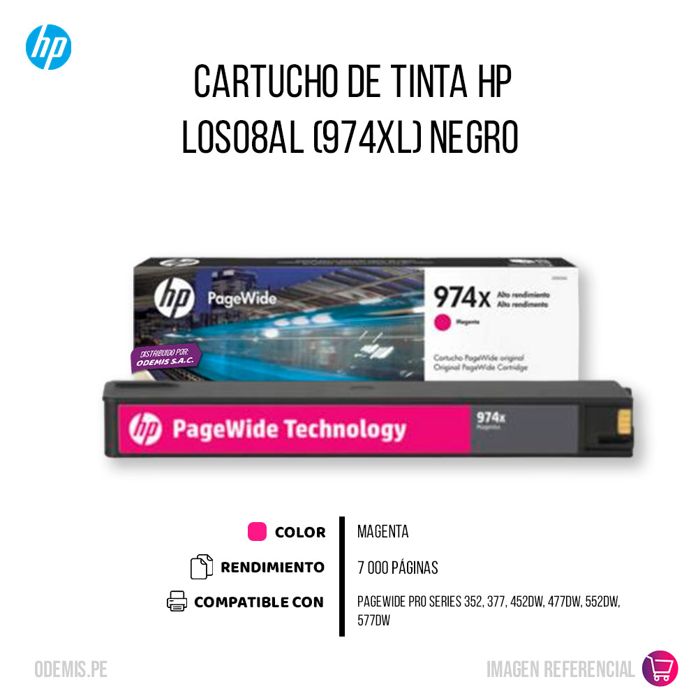 Tinta Hp 974Xl Magenta L0S02Al 7K Pág. 352, 377 Original