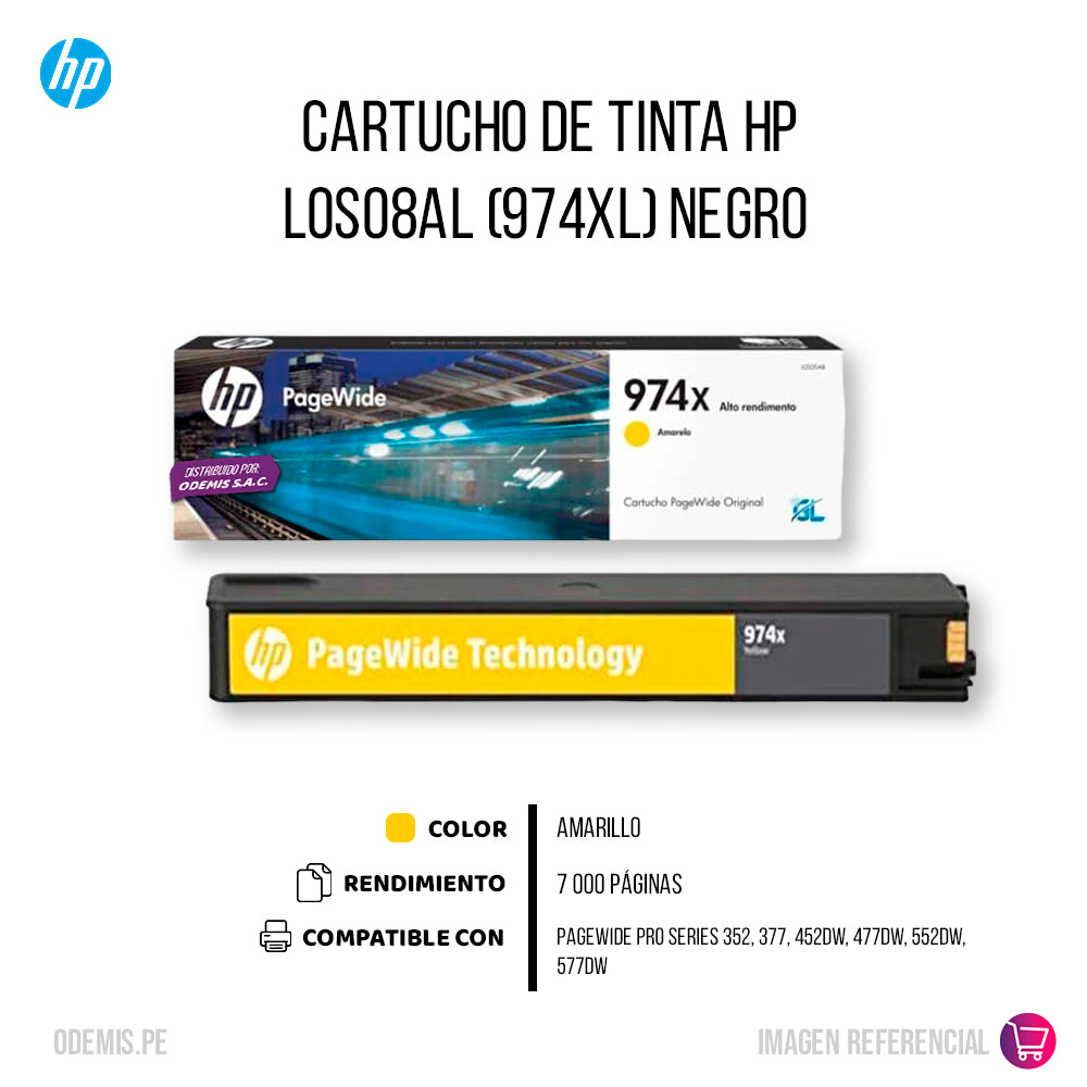 Tinta Hp 974Xl Yellow L0S05Al 7K Pág. 352, 377 Original